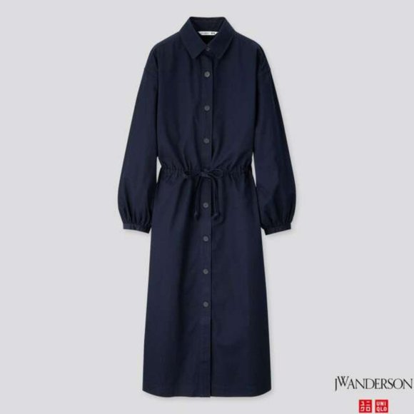 Uniqlo Dresses & Skirts - Jwanderson twill shirt dress navy blue M